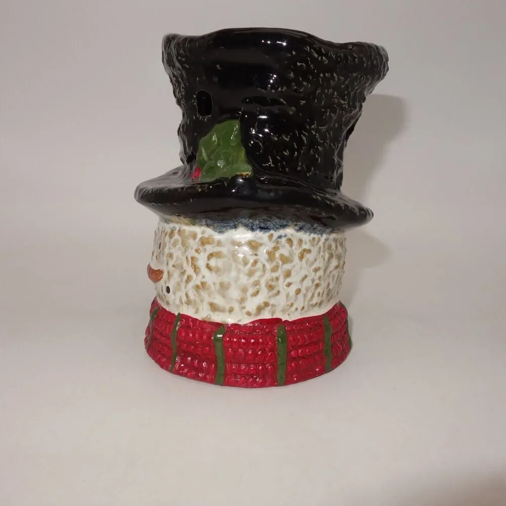 Yankee Candle Ceramic Snowman Tealight Wax Tart Melt Warmer 2012 Christmas